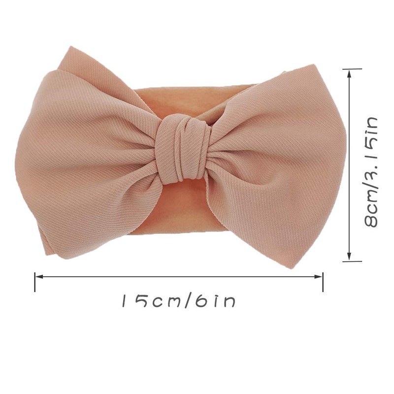 KIDOCHEESE Baby Girl Nylon Hairband with Bows, 5 Count (Pack of 1), for Infant, Extra Stretchy, Handmade - Image 2